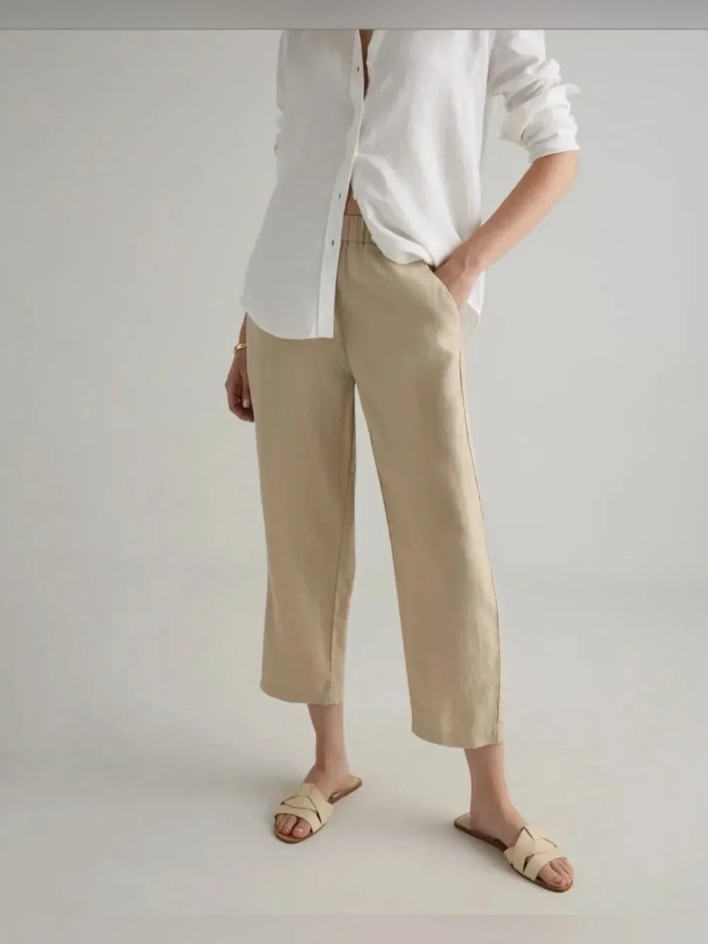 QUINCE 100% European Linen Pants Beige Size Large